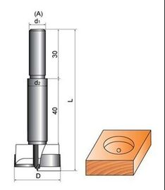 Hinge boring bit with heat treatmen steel body for making through holes