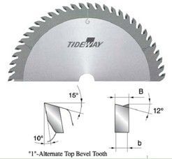 Conical tooth TCT Saw blades for cutting laminated panels