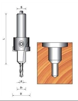TCT countersink bit with red (LH) or black (RH) color painted surface